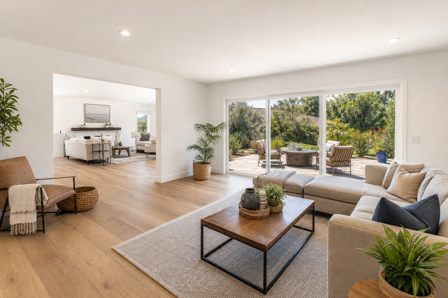 Finished interior living space inside a completed home addition