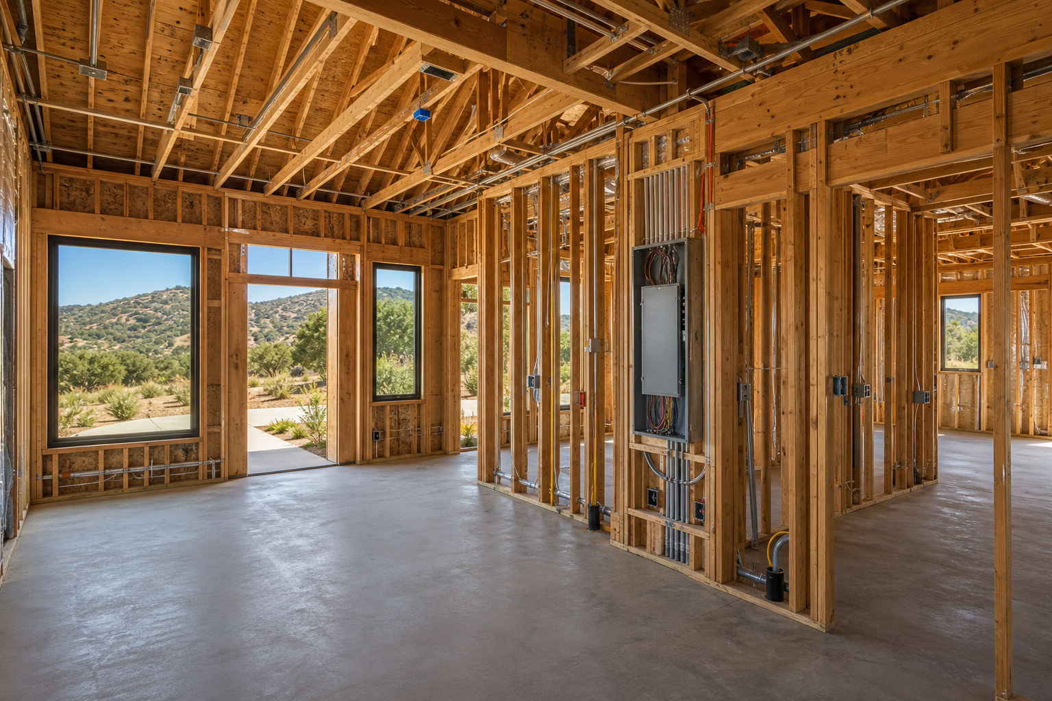Electrical panel and energy system rough-in during new home construction